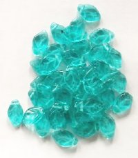 50 12mm Transparent Blue Zircon Glass Leaf Beads